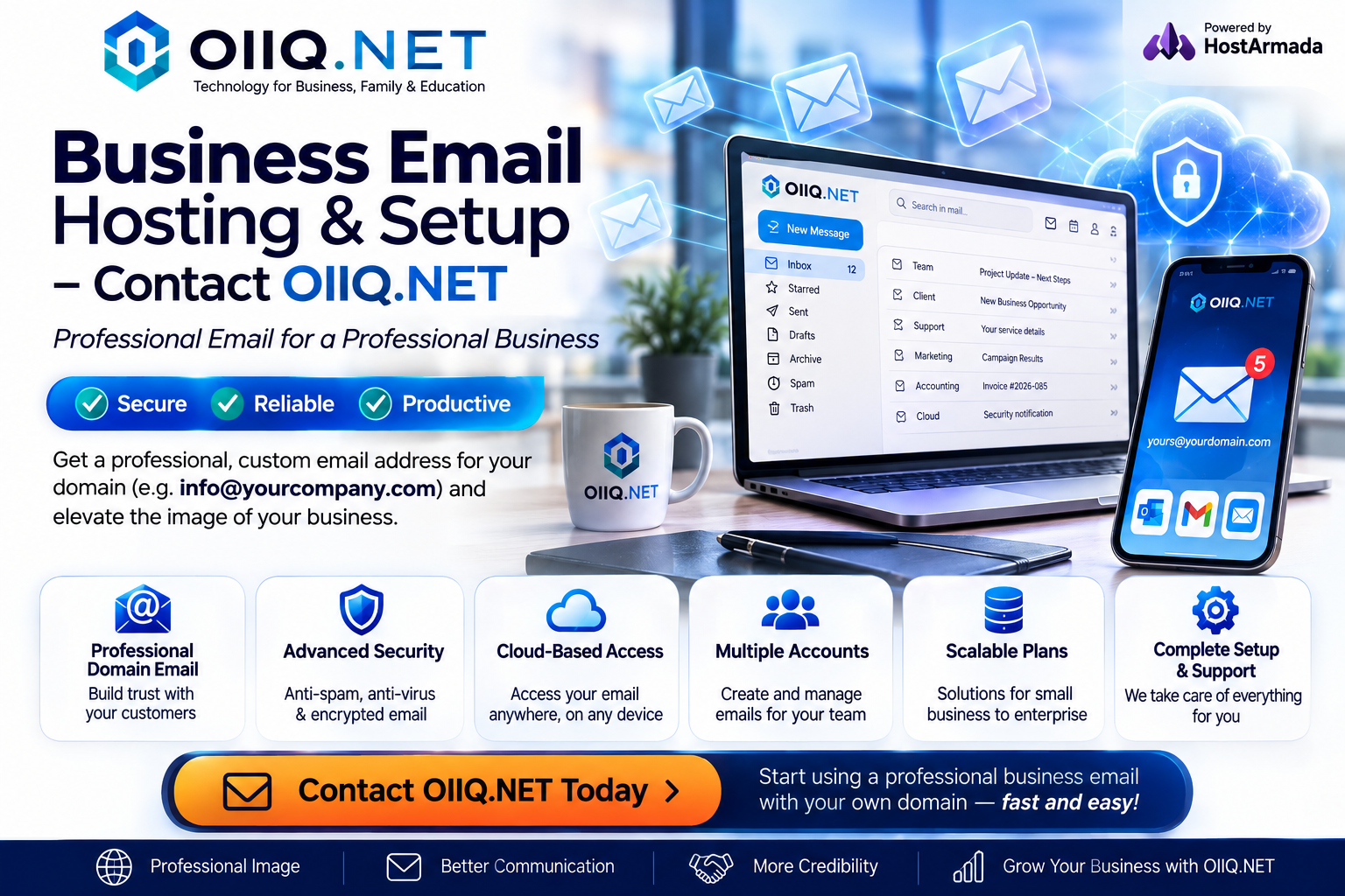 Business Email Hosting & Setup – Contact OIIQ.NET