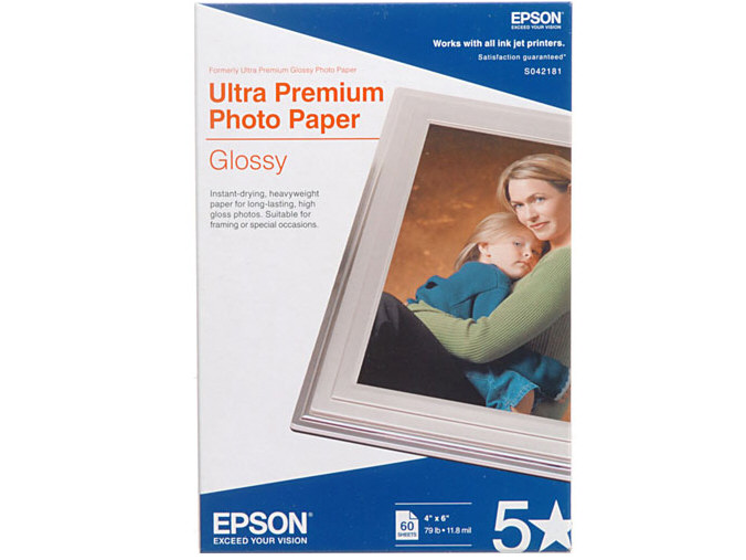 Epson Ultra Premium Photo Paper Glossy – 4" x 6", 60 Sheets – S042181
