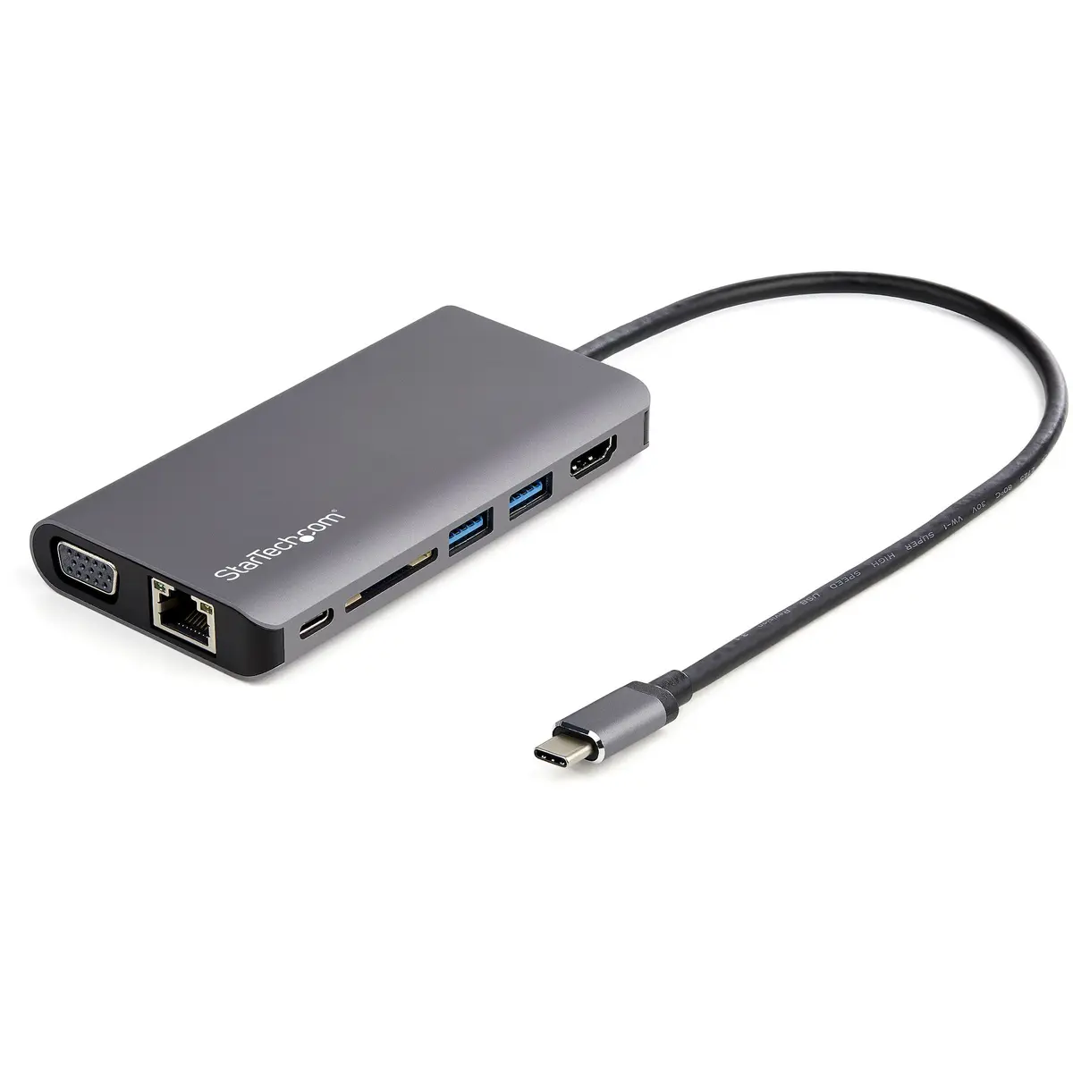 StarTech.com 8-in-1 USB-C Travel Dock w/ 4K 30Hz HDMI/VGA, 2 USB-A, USB-C, Sd, GbE, Headset/m – DKT30CHVAUSP